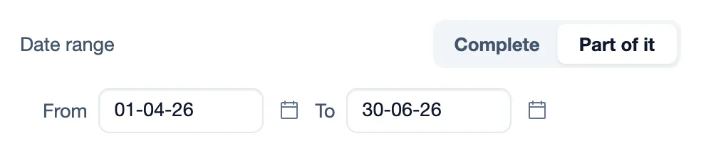 Part of it adds From and To fields, so you can export one quarter at a time.