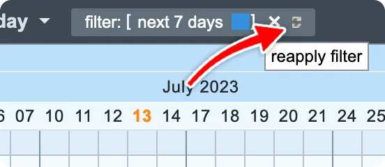 Easily reapply the filter options to newly created Gantt chart elements