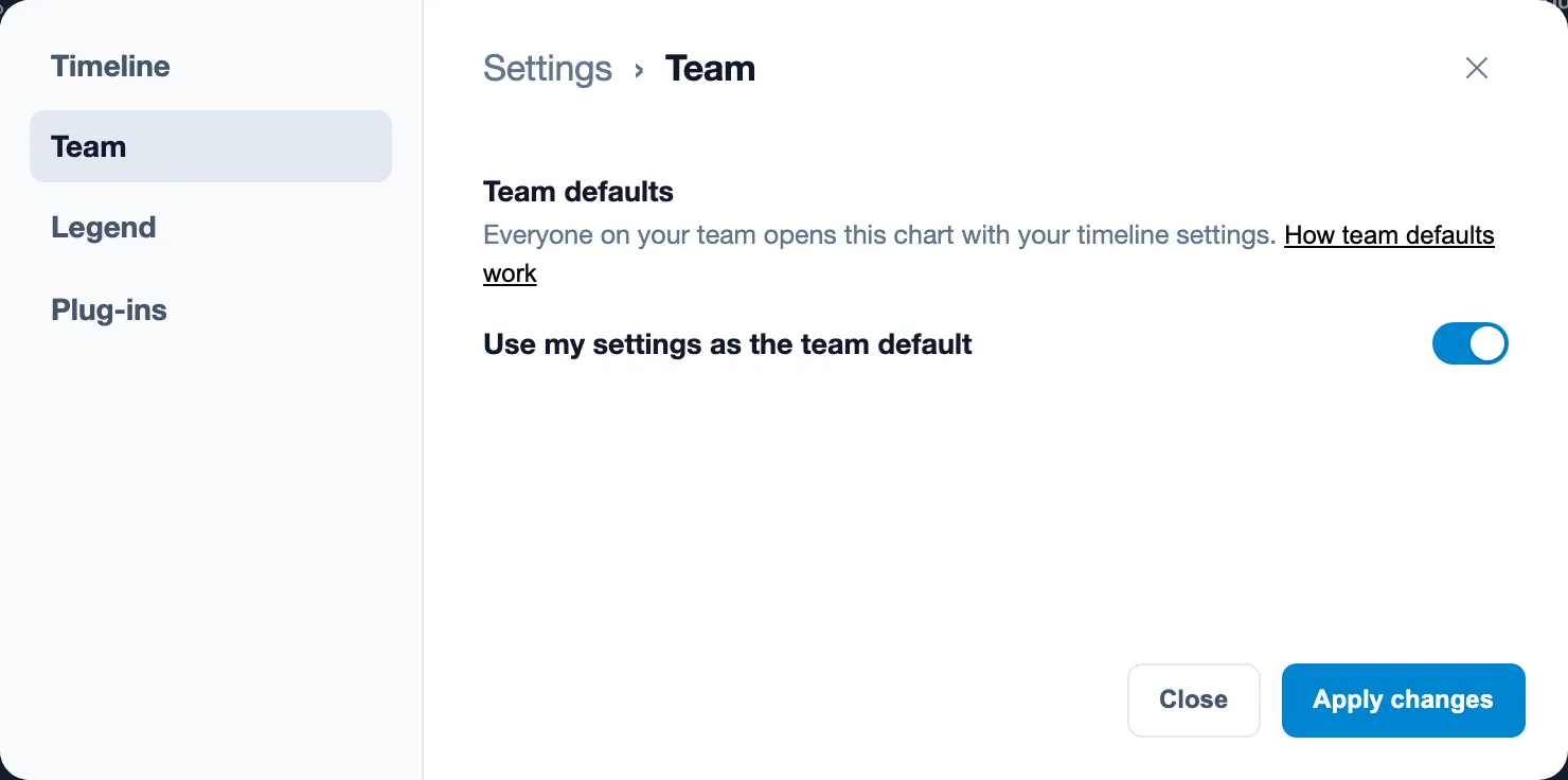 Use my settings as the team default