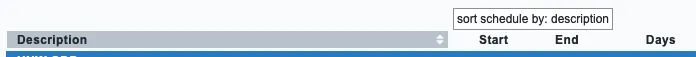 Hover over column header